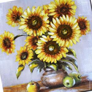 돈을 부르는화분A 아크릴 집들이선물용 풍수인테리어 개업선물 유화 그림 거실 액자 해바라기 KW9CA5EE