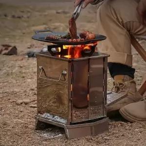 접이식 사각난로 미니 화목난로 특대형 휴대용 화로대 불멍 캠핑 요리