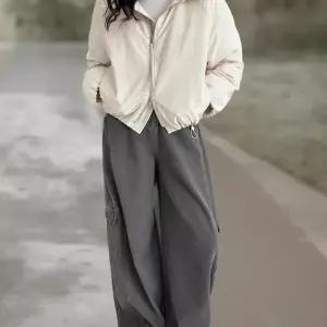 여성용 방수 하이넥 스트링 바람막이 점퍼 캐주얼 광택 디자인 (42297585)