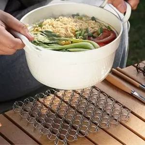 캠핑 피크닉 냄비 받침 카라비너 포함 다용도 멀티 차박 주방 키친 와이어팟 스텐304 받침대 소품 용품