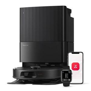 로보락 큐레보 시리즈 로봇 청소기 및 걸레, 8000Pa 흡입, S에서 업그레이드, 엉킴 방지 브러시, 스마트 장애물 회피, 자동 걸레 세척, 일체형 도크, 200RPM 회전 블랙(QV 35A)