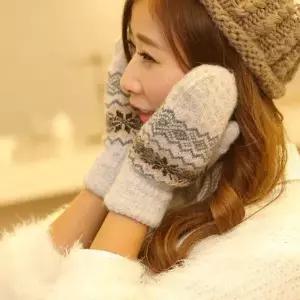 [다잇템] 여성 스웨터 벙어리 스노우 패턴 남성 지그재그 연인 장갑_20092039_588872