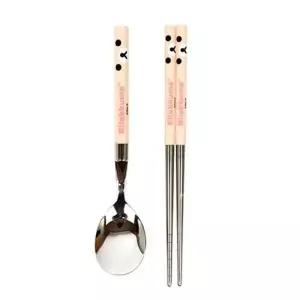 ( )슬림 수저세트 핑크 케이스포함 스푼 포크 젓가락 휴대용 식기 도시락 준비물