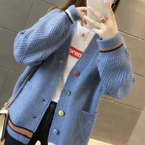 여성 컬러 버튼 사선 유니크 베이직 루즈핏 롱 가디건 직장인 사무실