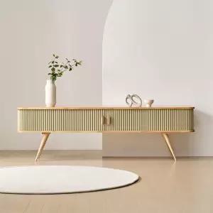 [우아미가구]다벨 슬림 원목 슬라이딩 템바보드 거실장 1800