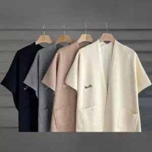 [신상오픈런]여성 자수 디자인 루즈핏 반팔 숄 가디건 포켓 (38168370)