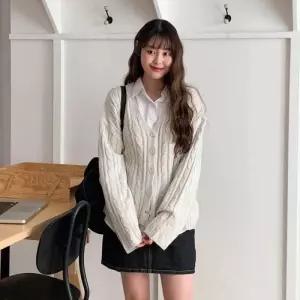 [신상오픈런]루즈핏 브이넥 클래식 니트 피셔가디건 봄아우터 (30318165)