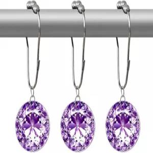 크리스탈 샤워 커튼 후크 장식 클리어 블링 링 귀여운 소녀 글리터 럭셔리 우아한 화이트 라인스톤