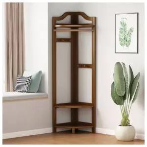 공간활용 옷걸이 코너 선반 (브라운)