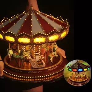 크리스마스 회전목마 오르골 장식 LED 판 듀얼램프 뮤직박스 90주년 인테리