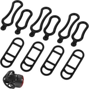 10피스 자전거 경 실리콘 스트랩 마운트 밴드 고무 라이트 교체 손전등 블랙 사이클링 로드 마운틴