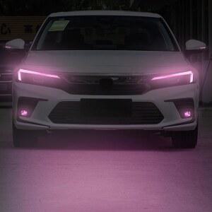 TOMALL 3쌍 헤드라이트 포그 라이트 백미러 바이닐 필름 스모크 틴트, 혼다 11세대 시빅 2022-2025+ 트랜스미션 틴트 랩 외부 스티커 장식 트림(핑크)과 호환됩니다