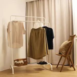 행거 2단 옷가게 매장용 이동식 철재 바퀴형 수납 옷걸이