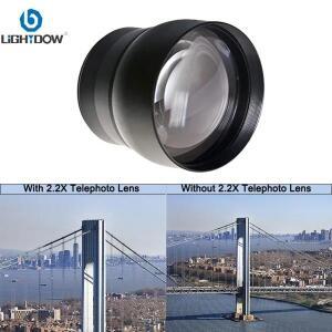 Lightdow 추가 텔레컨버터 렌즈, 캐논호환 350D 400D 1000D 77D 망원 카메라 58mm, 2.2X