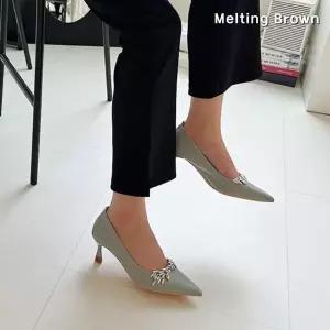 [멜팅브라운] 여자 미들힐 여자 소가죽 펌프스 Mt23 (41551405A)