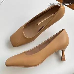 [멜팅브라운] 여자 소가죽 스퀘어 라인 미들힐 MT06 (41551583A)