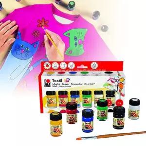텍 스타 일 페인트 옷그림 6색 세트 붓 포함 터 키트 옷에그림 물감 페브릭 염색 마카