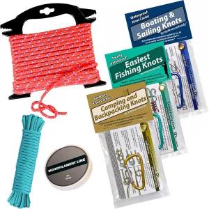 로프 코드 낚싯줄 그리고 프레퍼와 생존자를 위한 3가지 매듭 묶기 가이드(야외 낚시 보트 타기)가 포함된