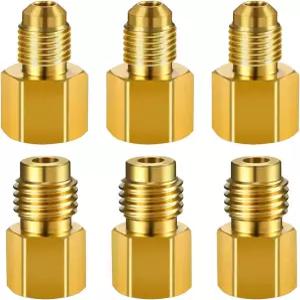 GAOLAOSY 6PCS R134A 황동 냉매 탱크 어댑터 1/4 SAE 남성에서 1/2 ACME 여성 플레어 R12 진공 펌프 피팅