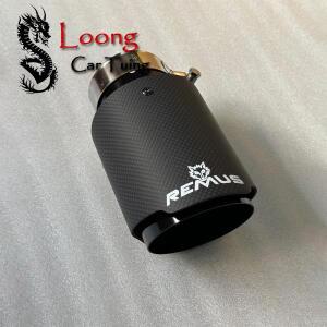 고품질 1개 REMUS 단일 자동차 배기 팁 블랙 파이프 롤 광택 카본 파이버 테일 엔드 머플러 (BMW AUDI용)