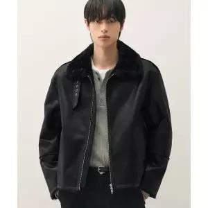 [매장정품] 드로우핏 오버사이즈 스웨이드 라인 무스탕 자켓 [ALL BLACK] DFJK2402BKBK