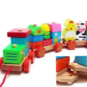 블록 원목 기차 놀이 장난감 유치원 교구 원목장난감