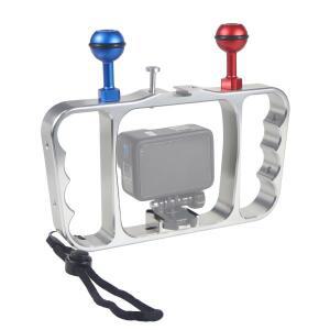 FEICHAO 수중 다이빙 알루미늄 셀카 모노포드 마운트, 더블 암 트레이, 휴대용 핸드 그립, 고프로호환 13,