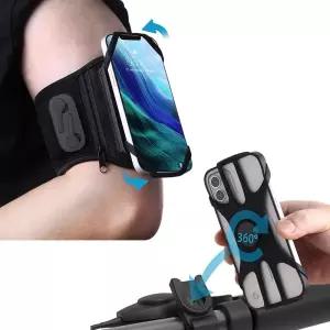 조깅 사이클링을 위한 이어폰 가방이 있는 탈착식 360° 회전식 러닝 휴대폰 홀더 유니버설 스포츠 완장