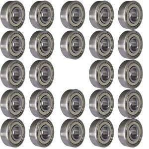 톤엠피 24 PCS 608-ZZ 볼 베어링 - 가구 휠, 스케이트보드, 인라인 스케이트, 스쿠터, 롤러 블레이드 스케이트용 이중 금속 밀폐 미니어처 딥 홈 베어링(8mm x 22mm 7mm)