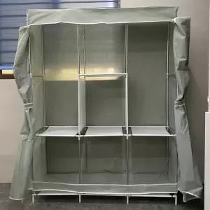 [하프클럽/셀러허브]간이 조립식 3단 비키니옷장 그레이 시스템행거 조립식옷장