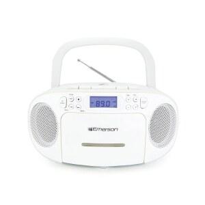 카세트 플레이어 콤보, 테이프 레코더, AM/FM 라디오, AUX, 헤드폰 잭, 듀얼 스피커, AC/DC 및 배터리가 장착된 에머슨 휴대용 CD 붐박스 - 가정, 실내 실외용 스테레오 시스템