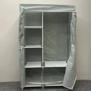 [하프클럽/셀러허브]간이 조립식 2단 비키니옷장 그레이 시스템행거 조립식옷장