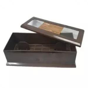 나무무늬 수저함 투명 식당용수저통 수저케이스