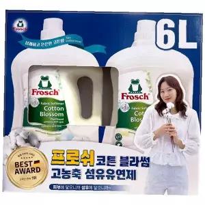 세탁용 섬유린스 6L 대용량 2통세트 목화향 정전기방지 부드러운촉감 가정용