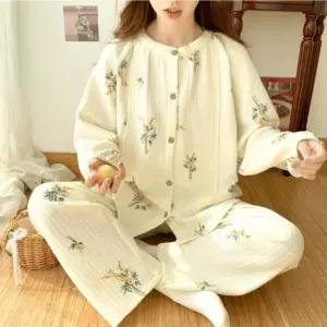 임부잠옷 트루리즈 와플조직 순면파자마 수유복 산후조리원복