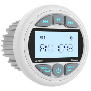 블루투스 마린 스테레오 수신기: 방수 게이지 라디오 시스템 - 보트 ATV UTV 오프로드 차량용 디지털 MP3 플레이어 2.8인치 LCD 디스플레이 AM FM USB AUX 서브우퍼