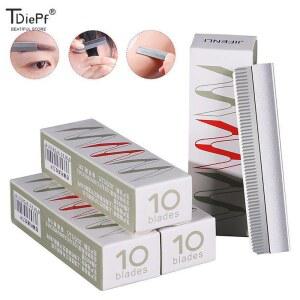 스테인레스 스틸 다기능 날카로운 깃털 도구 나이프 50 100 커팅 눈썹 헤어 메이크업 팩당 면도기 10 트리밍 30