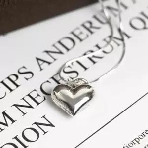 925실버 (폭스타일)(실버) 볼륨 하트 목걸이