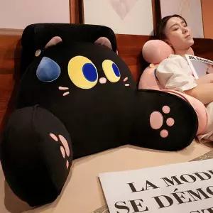 오르뮤 까망고양이 등쿠션 허리쿠션 사무실 의자 침대 삼각 등받이