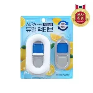 [엘지생활건강]아우라 듀얼액티브 화장실 방향제 프레시 레몬향 6ml 본품 + 리필..