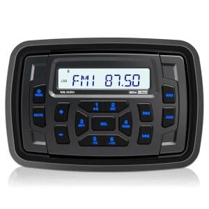 블루투스 해상 라디오 수신기 방수 - ATV UTV RZR 모터사이클 골프 카트 스파 파워스포츠용 서브우퍼 USB AUX AM FM이 장착된 200와트 보트 스테레오 헤드 유닛