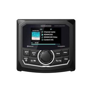 KENWOOD KMR-M300BT 마린 게이지 리시버 내후성, 2.7인치 LCD, 앰프, 블루투스, 디지털 미디어 MP3 플레이어, CD 플레이어 없음, USB 포트, AM /FM /웨더 밴드 튜너, 후면 카메라 입력 기능 포함