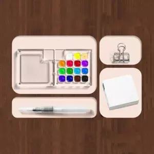 (타입 15색 팔레트 세트)해외 여행 그림 일기장 미니 휴대용 팔레트 수채화 스케치 15색