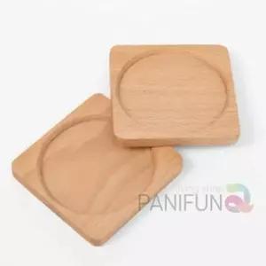 스퀘어 컵받침 2p 라이트 컵뚜껑 나무코스터 카페컵받침 나무그릇 유리컵받침