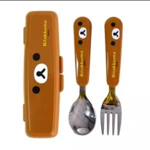 ( )리락쿠마 얼굴 큐티 스푼 포크 케이스세트 캐릭터 휴대용 커틀러리 어린이 도시락_24630334