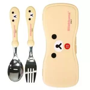( )코리락쿠마 얼굴 뉴 스푼 포크 케이스 어린이 캐릭터 휴대용 수저 세트 도시락용_24630335