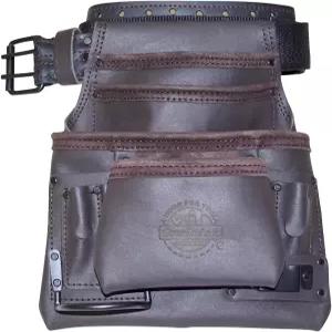 그레인텍스 OS2221 10 포켓 오일 태닝 가죽 네일 도구 파우치 다크 브라운 색상