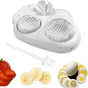 달걀 슬라이서 2개 3인치 삶은 달걀용 스테인리스 스틸 딸기 커터 오프너 3개 버섯 포도 체리 토마토용