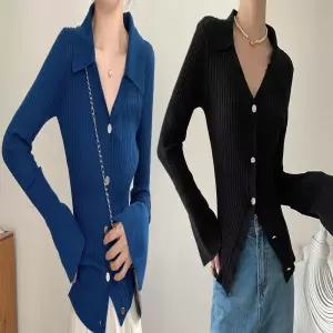 여리여리 카라 봄가을니트티 니트 골지 롱니트티 긴팔 여성니트