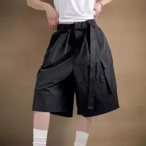 [신상오픈런]여성 아메리칸 캐주얼 벨트 카고 반바지 남성용 뒷밴딩 (33435289)